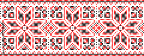 Vector illustration of Ukrainian ornament in ethnic and floral style, identity, vyshyvanka, embroidery for print clothes, websites, banners, backgrounds, traditional folk design with plant motifs