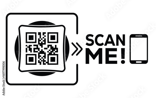 QR code scan icon set. Scan me frame. QR code scan for smartphone. QR code for mobile app, payment and identification. Vector illustration.