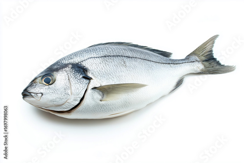Flawless fresh raw dorado fish on white background isolated