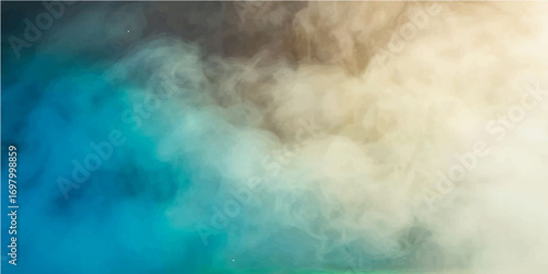 An ethereal cloudscape with flowing blue water reflects the light and sky, creating a textured abstract motion
