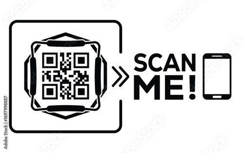 QR code scan icon set. Scan me frame. QR code scan for smartphone. QR code for mobile app, payment and identification. Vector illustration.
