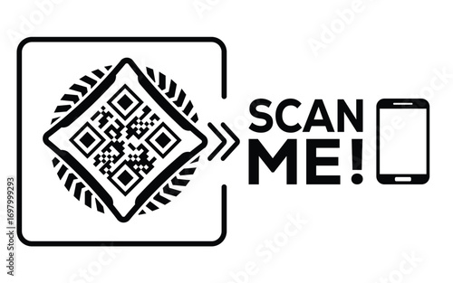 QR code scan icon set. Scan me frame. QR code scan for smartphone. QR code for mobile app, payment and identification. Vector illustration.