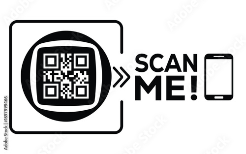 QR code scan icon set. Scan me frame. QR code scan for smartphone. QR code for mobile app, payment and identification. Vector illustration.