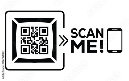  QR code scan icon set. Scan me frame. QR code scan for smartphone. QR code for mobile app, payment and identification. Vector illustration.