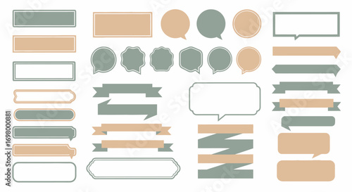 Collection of speech bubbles, banners, and decorative elements for graphic design projects