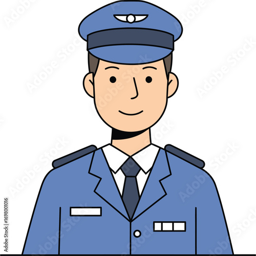 police officer in uniform smiling on transparent background