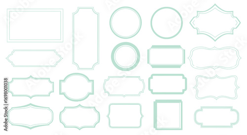 Elegant Decorative Frame Collection A Versatile Set of Outlined Shape Designs in Green