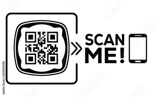  QR code scan icon set. Scan me frame. QR code scan for smartphone. QR code for mobile app, payment and identification. Vector illustration.