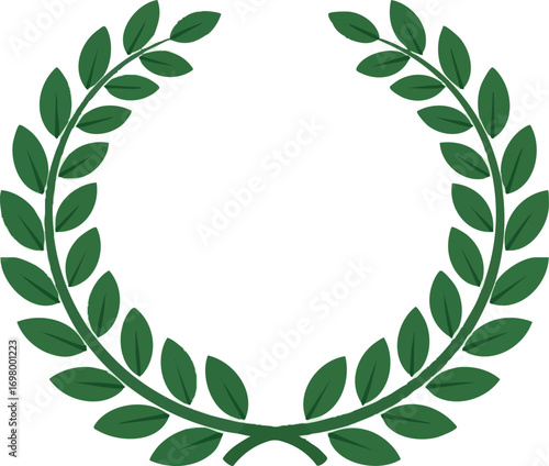 create Laurel wreath. Green laurel wreath. Emblem floral Greek branch with award laurel wreaths and branches flat style.