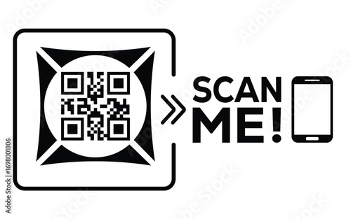QR code scan icon set. Scan me frame. QR code scan for smartphone. QR code for mobile app, payment and identification. Vector illustration.