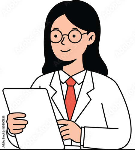 doctor holding tablet smiling on transparent background