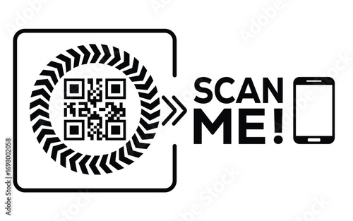 QR code scan icon set. Scan me frame. QR code scan for smartphone. QR code for mobile app, payment and identification. Vector illustration.
