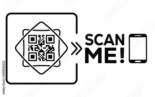 QR code scan icon set. Scan me frame. QR code scan for smartphone. QR code for mobile app, payment and identification. Vector illustration.