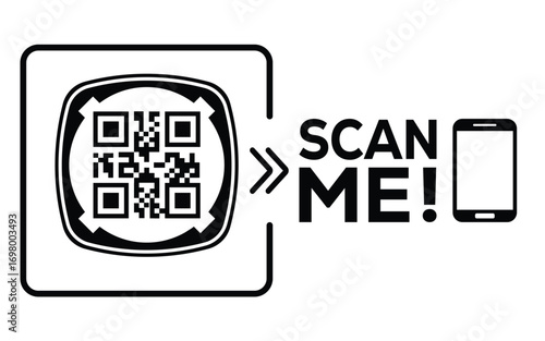 QR code scan icon set. Scan me frame. QR code scan for smartphone. QR code for mobile app, payment and identification. Vector illustration.