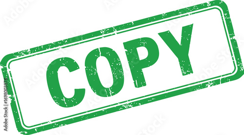 green copy stamp with textured edges on transparent background
