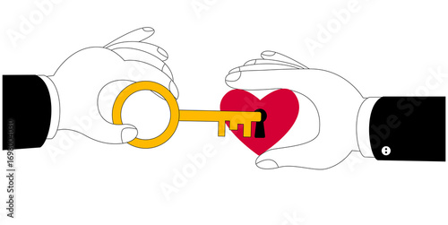 Hand holding heart. Love and fidelity. Vector simple illustration metaphor.
