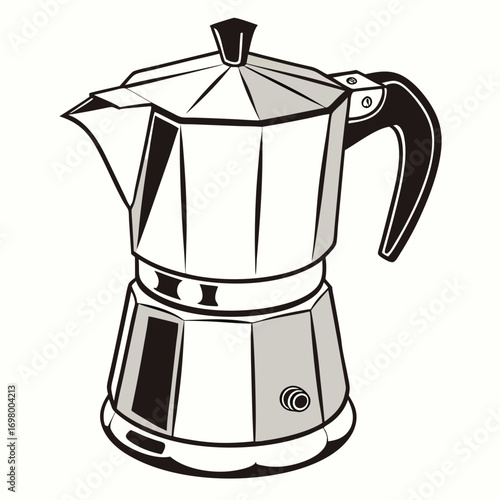Classic italian moka pot espresso maker for brewing coffee on the stovetop