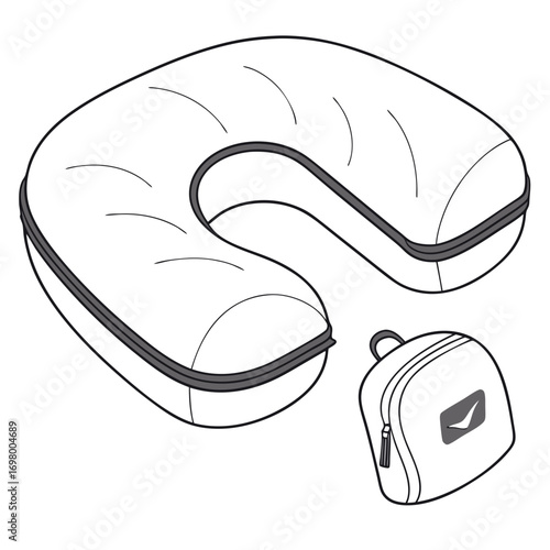 Inflatable travel neck pillow with compact storage bag for comfortable journeys