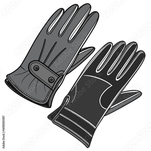 Stylish black leather gloves for women with detailed stitching and snap closure