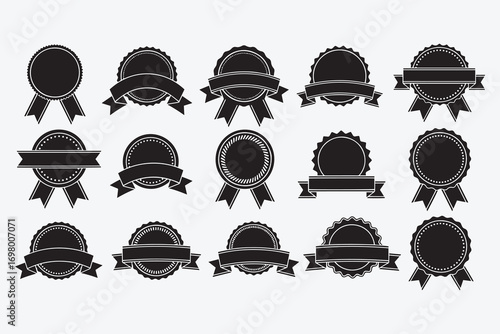Black and White Badge Icon Vector Set