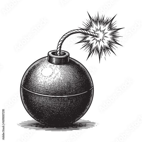 round bomb with a lit fuse