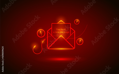 Phishing Email Scam Fraud Vector with Spam Internet Online Cyber Security