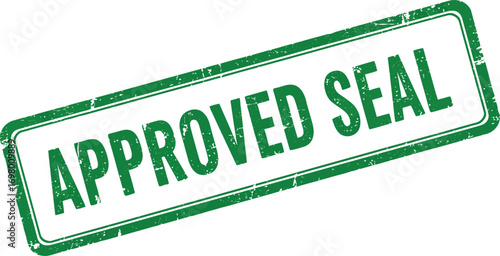 approved seal stamp in green ink on transparent background