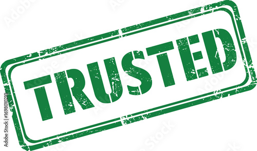 trusted stamp in green ink on transparent background