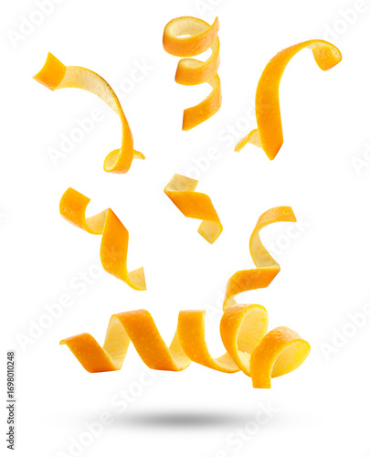 orange peel curls on a transparent background