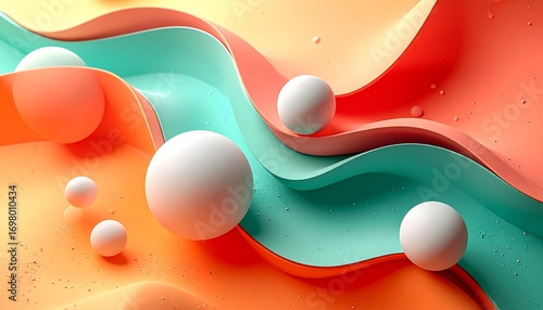 Colorful 3D Abstract Waves and Spheres