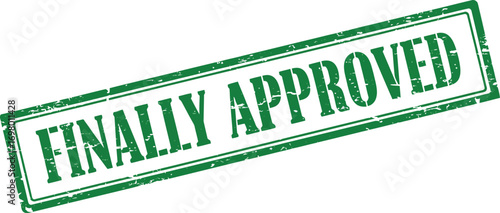 green stamp with text finally approved on transparent background