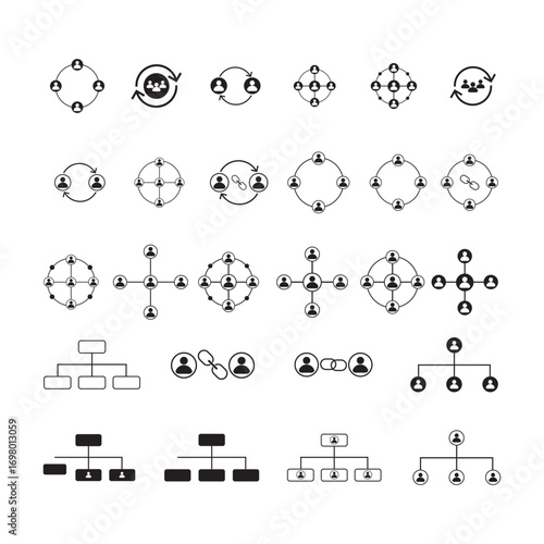 Network Office and Meeting Vector Icon Set