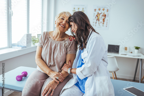 Doctor Consoling Elderly Patient During a Caring Medical Appointment in Bright Office