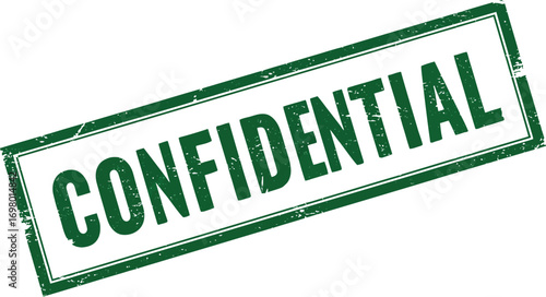 green confidential stamp angled design on transparent background