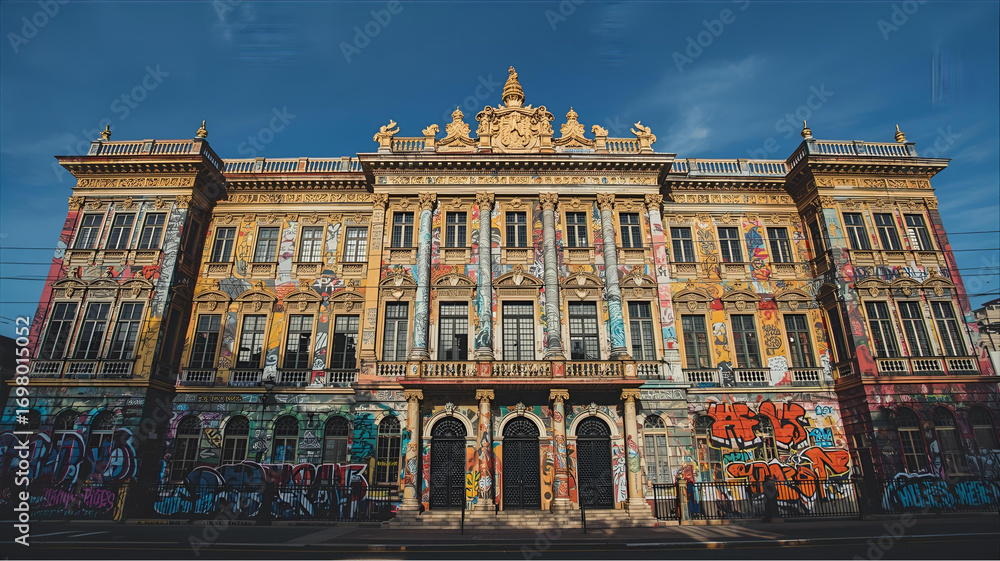Obraz premium Graffiti-Covered Luxurious Palace