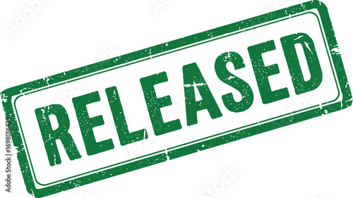 green stamp with text released on transparent background