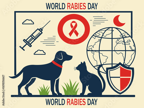 World Rabies Day Flat Vector – AI Generative