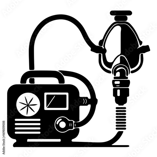 Ventilator with Oxygen Mask Silhouette