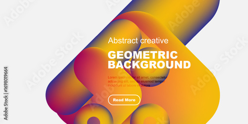 Abstract geometric background. Vibrant colors blend, creating dynamic shapes. Text promotes further exploration. Modern design elements present.