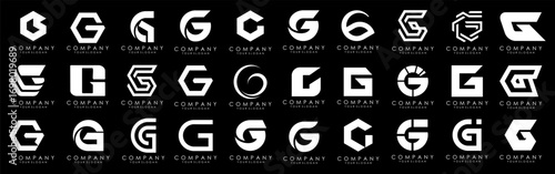 collection abstract letter G logo design. modern logotype G design with white color. vector illustration