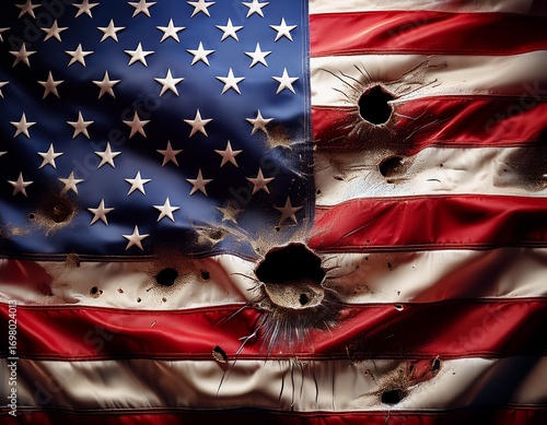 bullet holes on usa flag