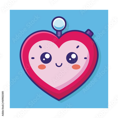 Cute Heart Timer with Smiling Face Illustration