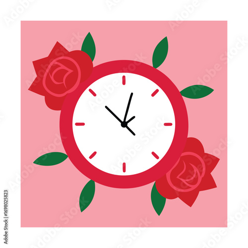 Cute Clock with Roses Instead of Numbers Around