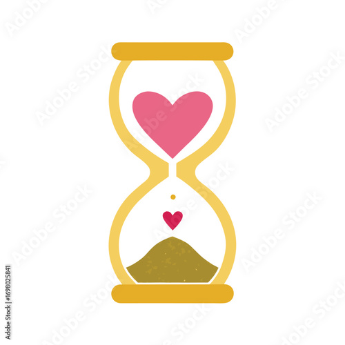 Cute Love Timer with Golden Glitter Flowing Like Sand