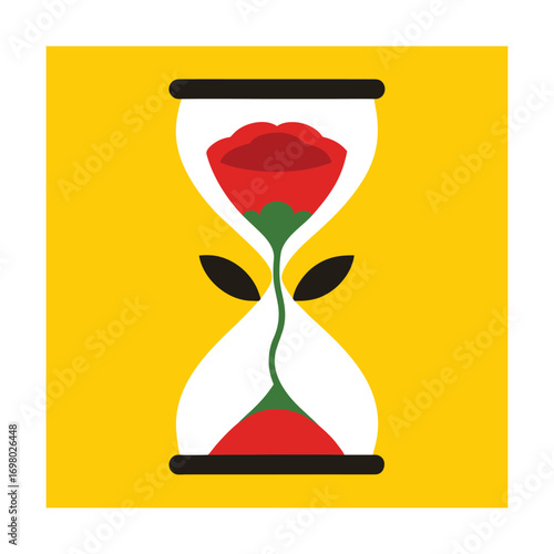 Hourglass with Roses Instead of Sand Symbol of Eternity