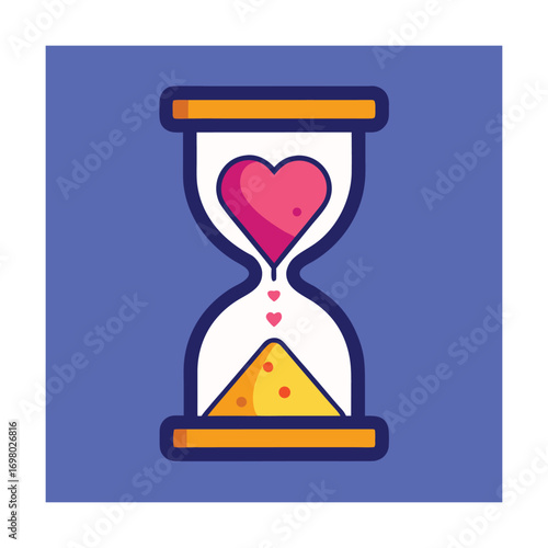 Sand Timer with Heart Shaped Sand Grains Falling