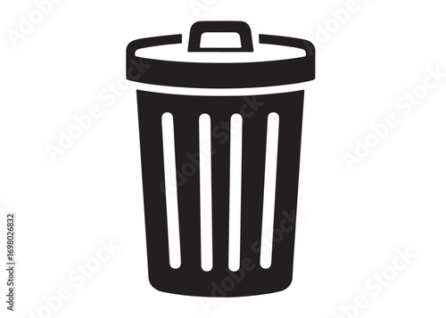 trash can logo silhouette vector, trash bin icon silhouette vector illustration, recycling and waste management silhouette logo, garbage trash can logo silhouettes vector on white background