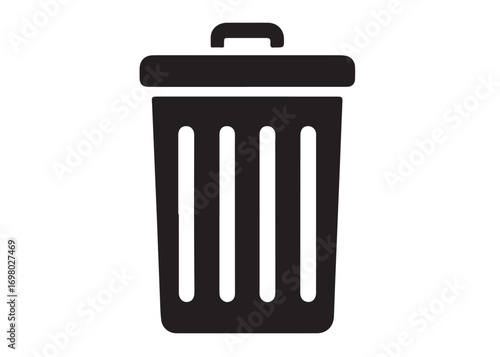 trash can logo silhouette vector, trash bin icon silhouette vector illustration, recycling and waste management silhouette logo, garbage trash can logo silhouettes vector on white background
