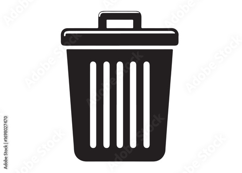 trash can logo silhouette vector, trash bin icon silhouette vector illustration, recycling and waste management silhouette logo, garbage trash can logo silhouettes vector on white background