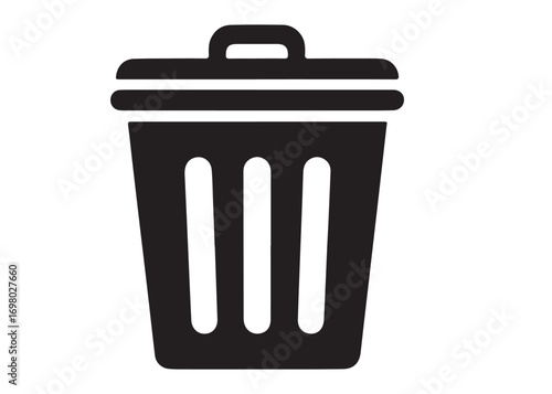 trash can logo silhouette vector, trash bin icon silhouette vector illustration, recycling and waste management silhouette logo, garbage trash can logo silhouettes vector on white background